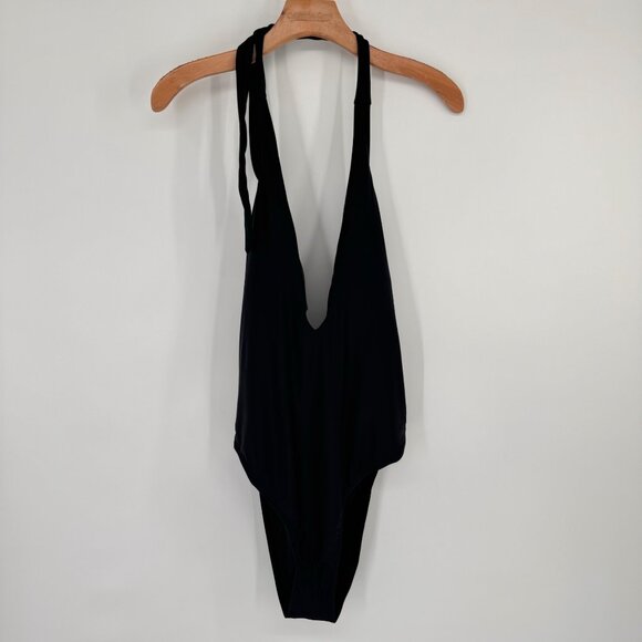 CUPSHE Womens Black Deep V One-Piece Swimsuit Large Nylon Spandex Blend new - Picture 11 of 11